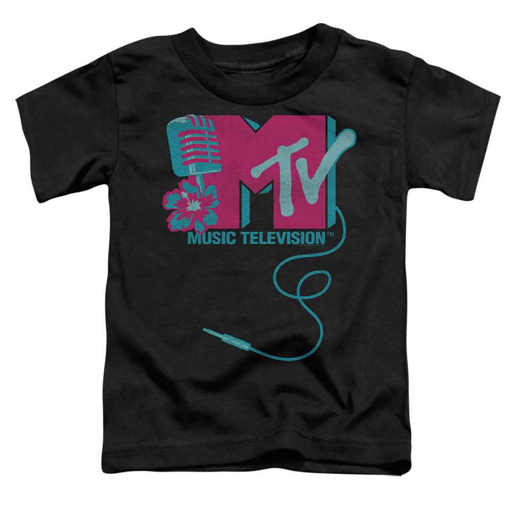 MTV & Microphone Logo Short Sleeve Toddler T-Shirt, Black - Medium 3T