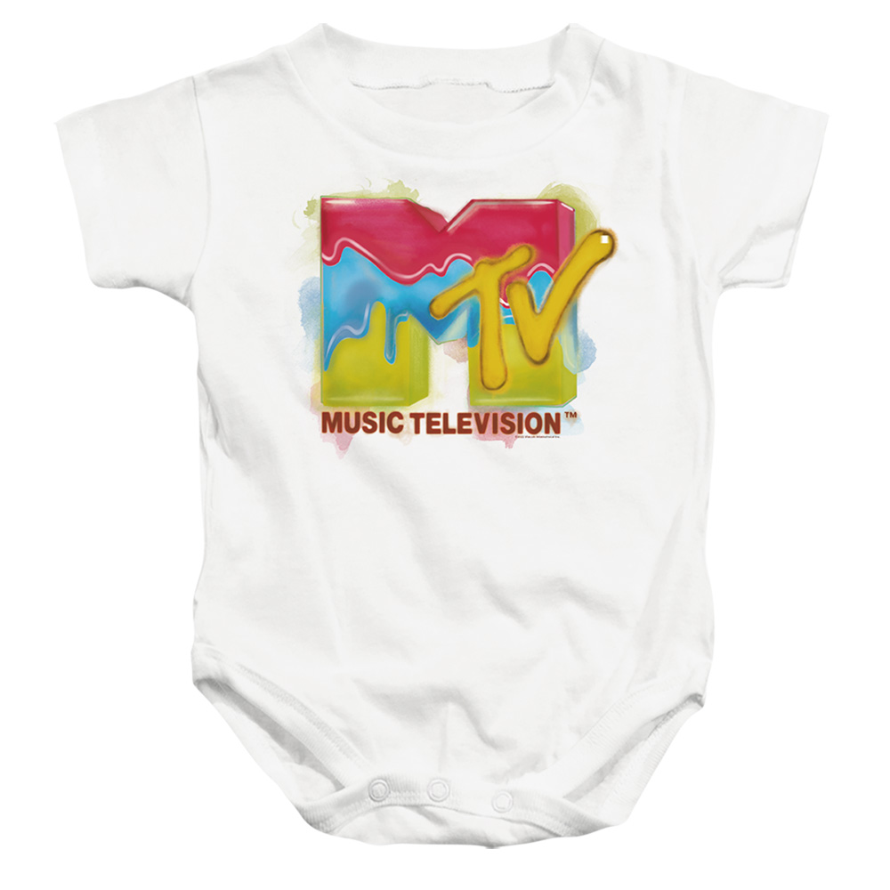 MTV & Melted Ice Cream Logo-Infant Snapsuit, White - Large - 18 Month