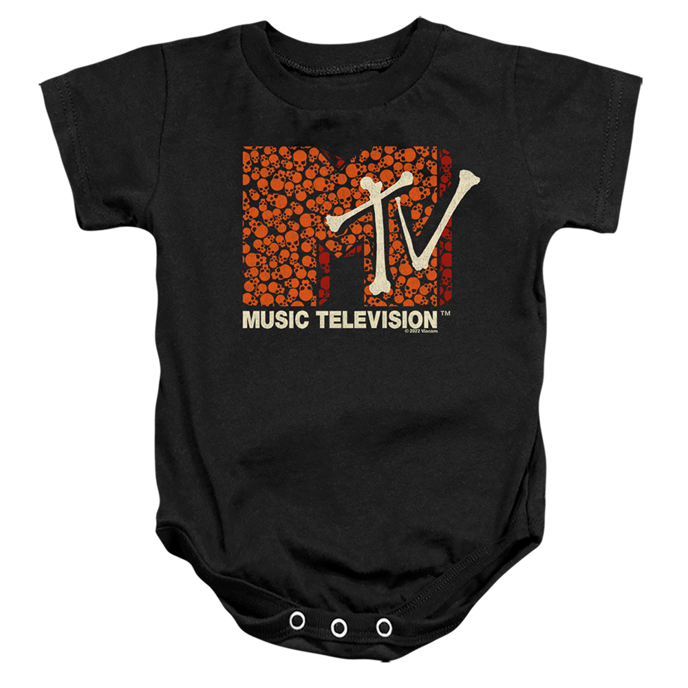 MTV & Skull Filled Logo-Infant Snapsuit, Black - Small - 6 Month