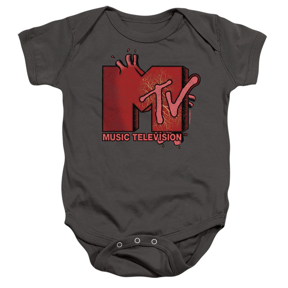 MTV & Beating Heart Logo-Infant Snapsuit, Charcoal - Medium - 12 Month