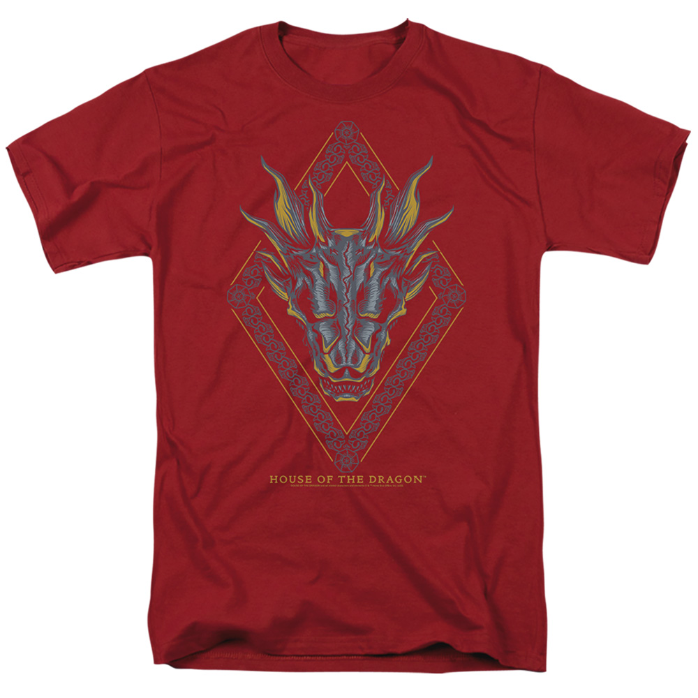 GOT275-AT-6 House of the Dragon & Dragon Head Short Sleeve Adult 18-1 T-Shirt, Cardinal - 3X -  Trevco