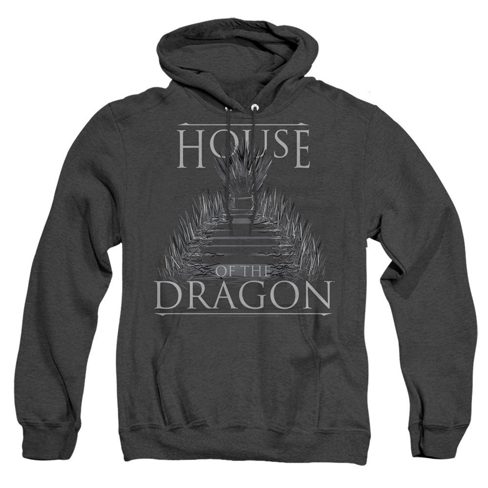 House of the Dragon & Sword Throne-Adult Heather Hoodie, Black - Small