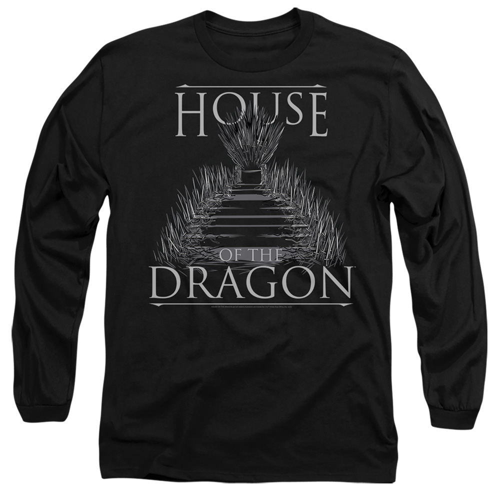 House of the Dragon & Sword Throne-Long Sleeve Adult 18-1 T-Shirt, Black - Medium