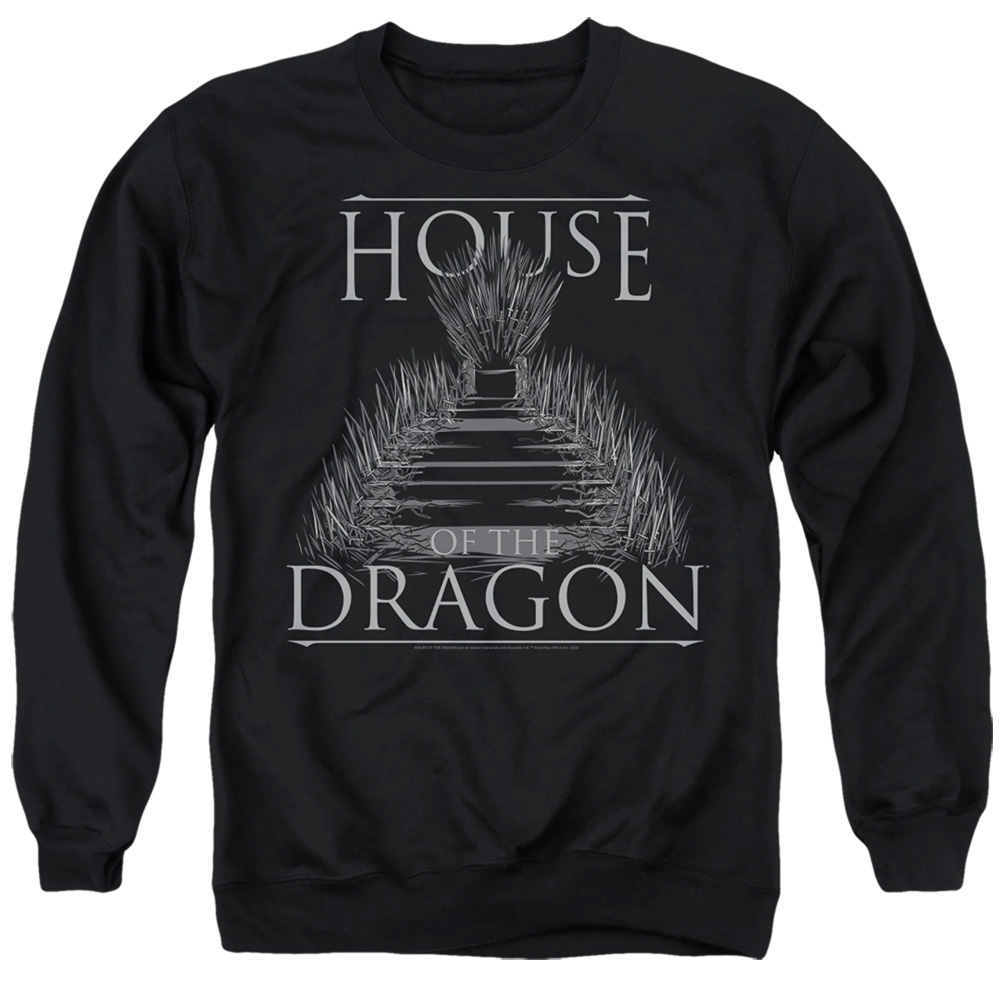 House of the Dragon & Sword Throne-Adult Crewneck Sweatshirt, Black - 2X