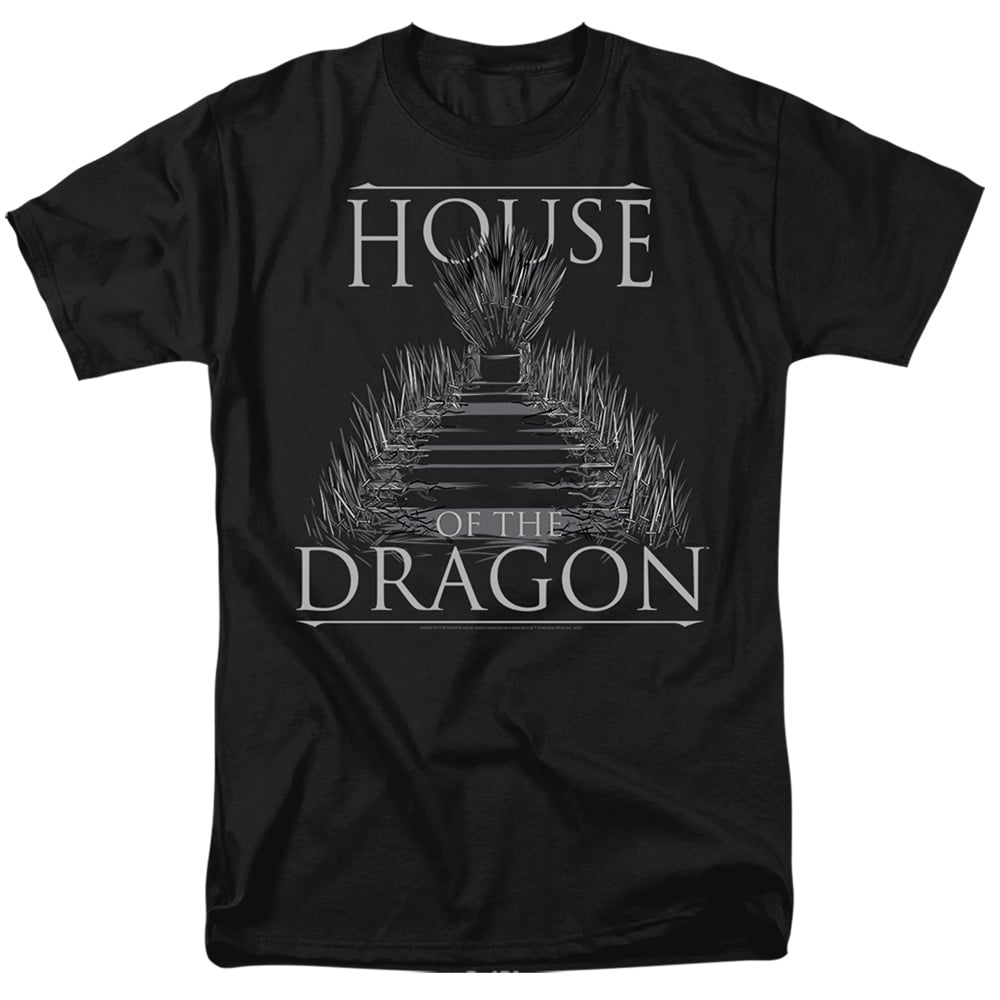 House of the Dragon & Sword Throne Short Sleeve Adult 18-1 T-Shirt, Black - Medium