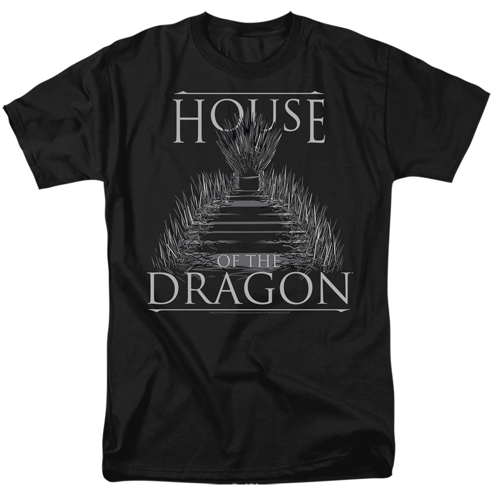 House of the Dragon & Sword Throne Short Sleeve Adult 18-1 T-Shirt, Black - Extra Large