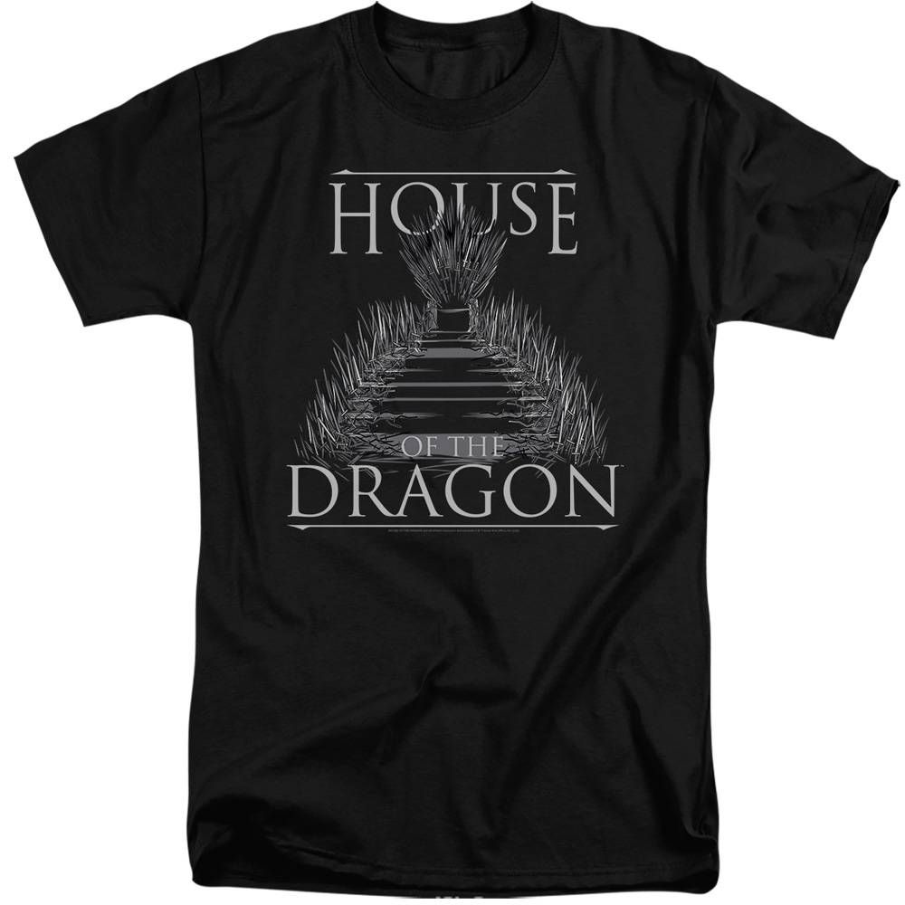 House of the Dragon & Sword Throne Short Sleeve Adult Tall 18-1 T-Shirt, Black - Extra Large
