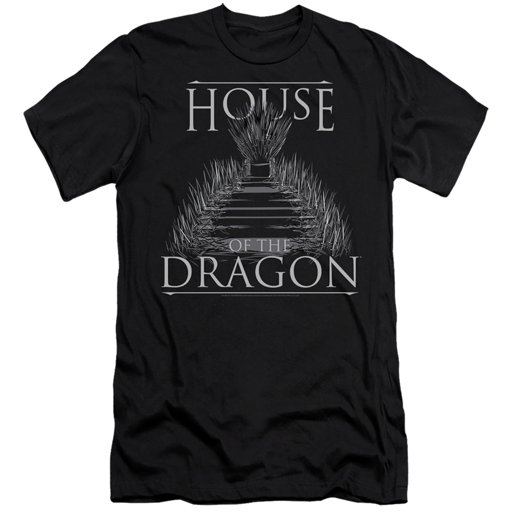 House of the Dragon & Sword Throne-HBO Short Sleeve Adult 30-1 T-Shirt, Black - Small