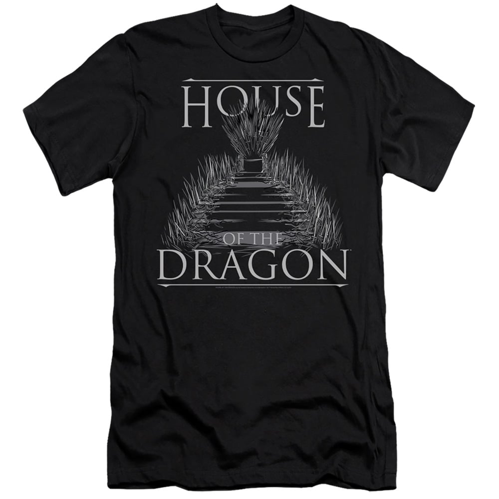 House of the Dragon & Sword Throne-HBO Short Sleeve Adult 30-1 T-Shirt, Black - 2X
