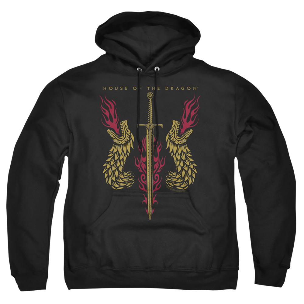 House of the Dragon  Sword  Dragon HeadsAdult PullOver Hoodie44 Black  3X