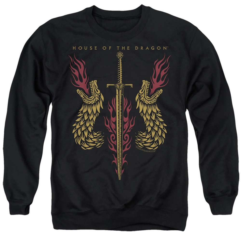 House of the Dragon  Sword  Dragon HeadsAdult Crewneck Sweatshirt44 Black  Small