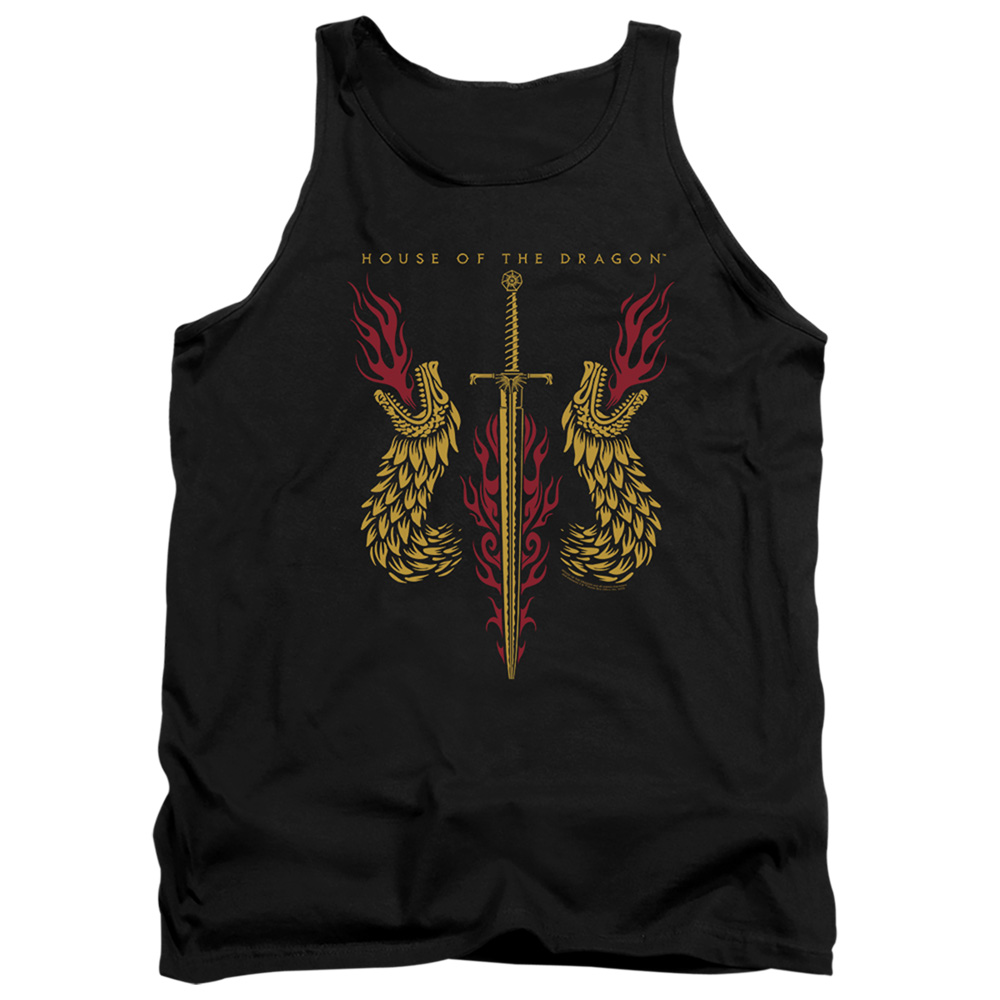 House of the Dragon  Sword  Dragon HeadsAdult Tank Top44 Black  Medium