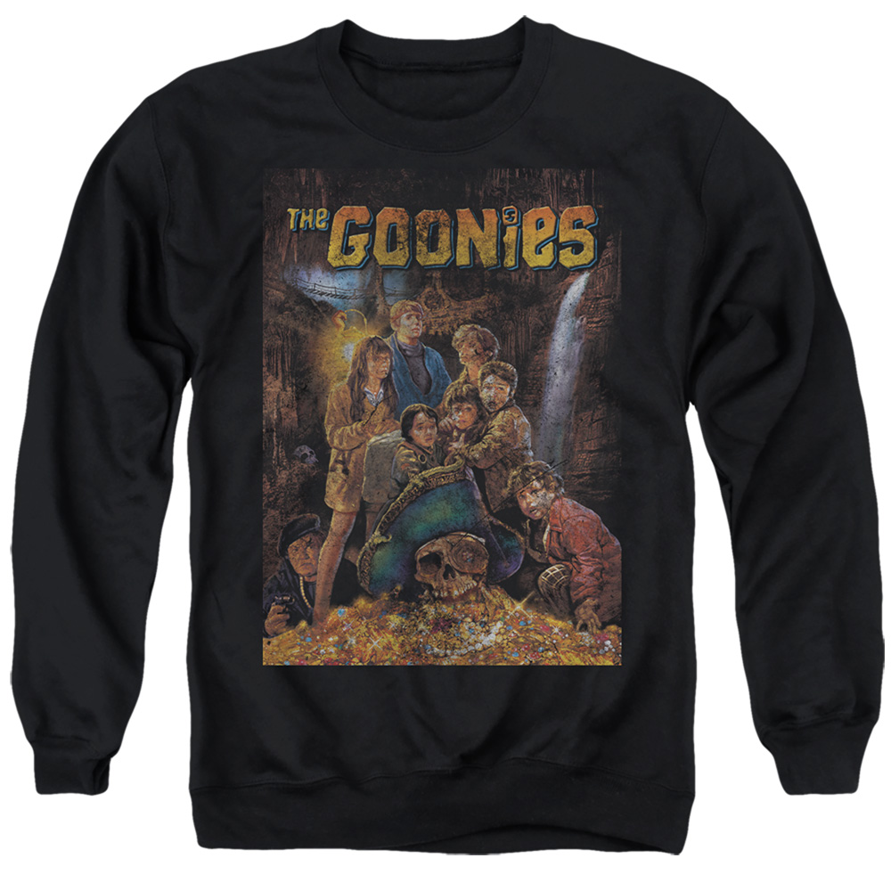 The Goonies & Poster-Adult Crewneck Sweatshirt, Black - Medium