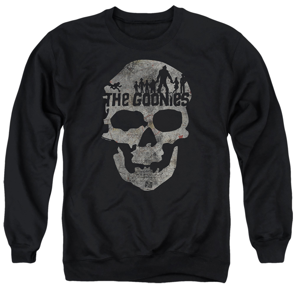 The Goonies & Skull 1-Adult Crewneck Sweatshirt, Black - Medium