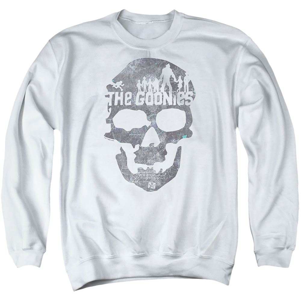 The Goonies & Skull 2-Adult Crewneck Sweatshirt, White - Medium