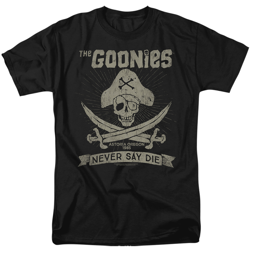 WBM780-AT-1 The Goonies & Never Say Die Short Sleeve Adult 18-1 T-Shirt, Black - Small -  Trevco