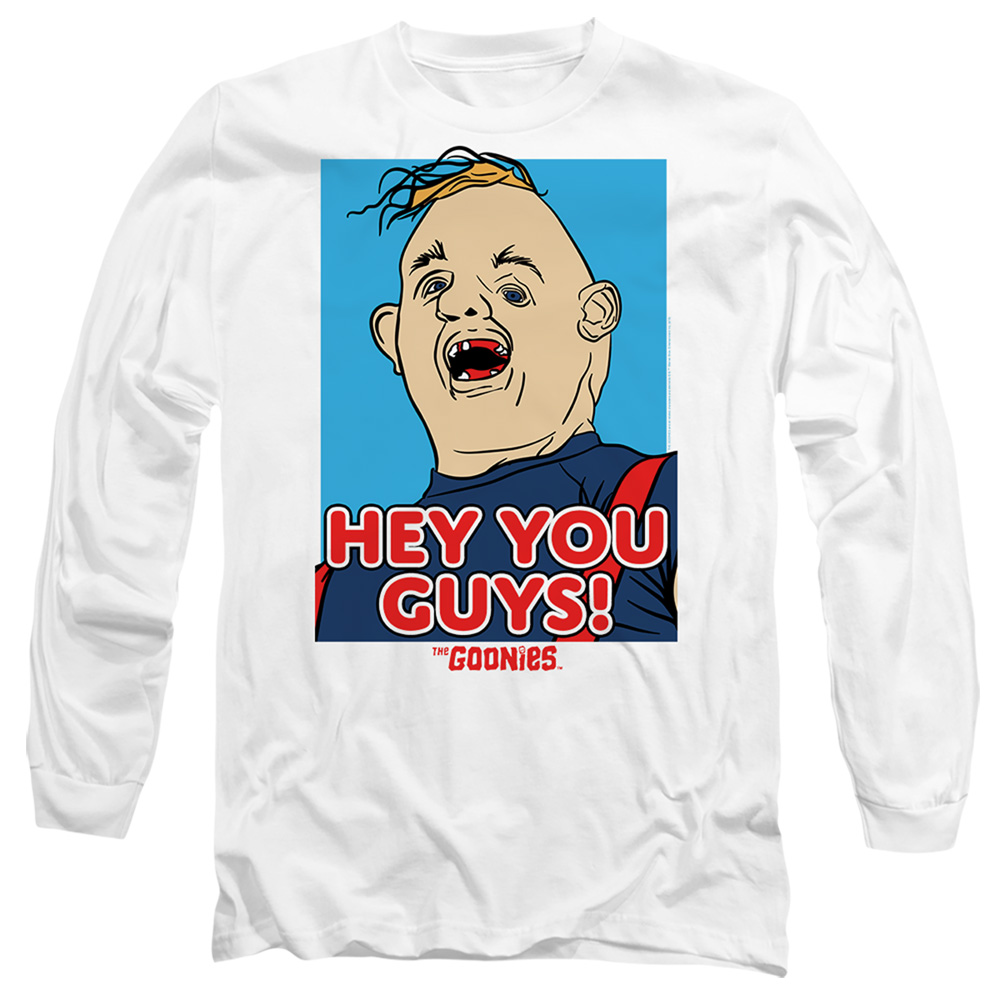 The Goonies & Sloth Hey You Guys-Long Sleeve Adult 18-1 T-Shirt, White - 2X