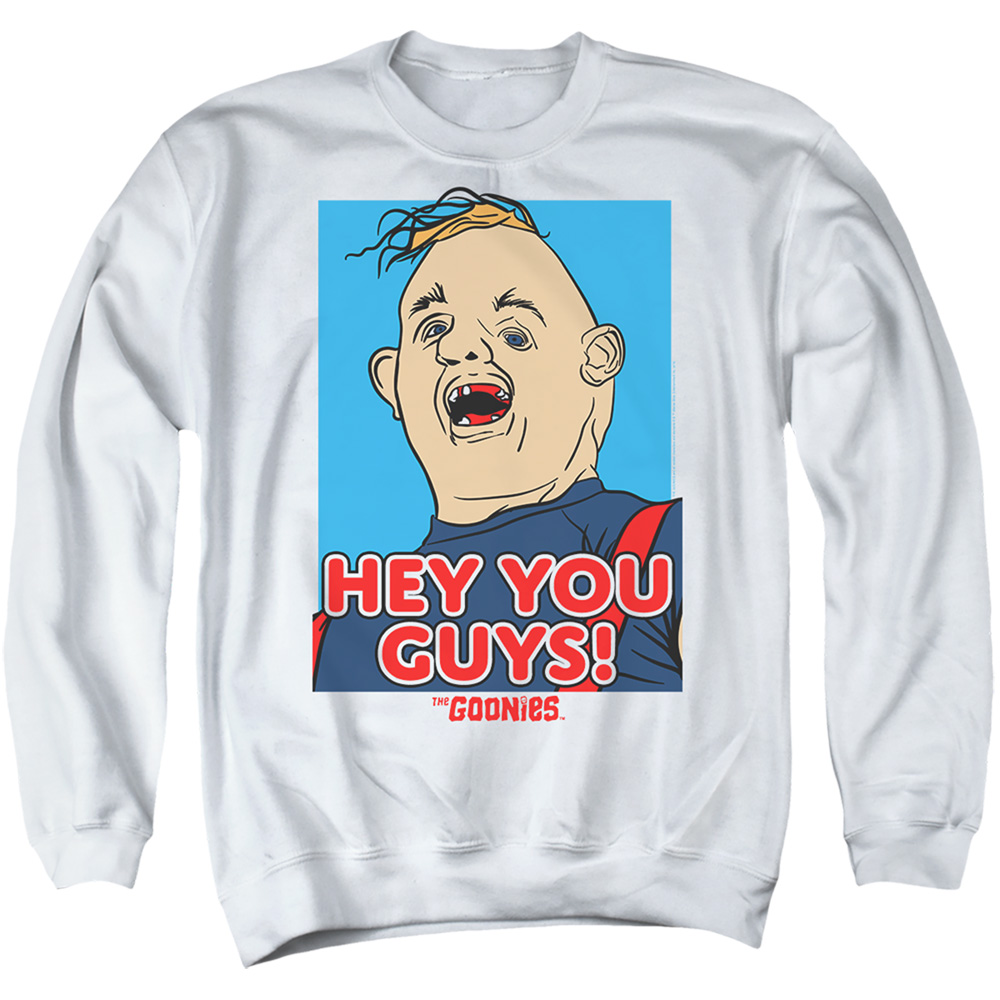 The Goonies & Sloth Hey You Guys-Adult Crewneck Sweatshirt, White - 2X
