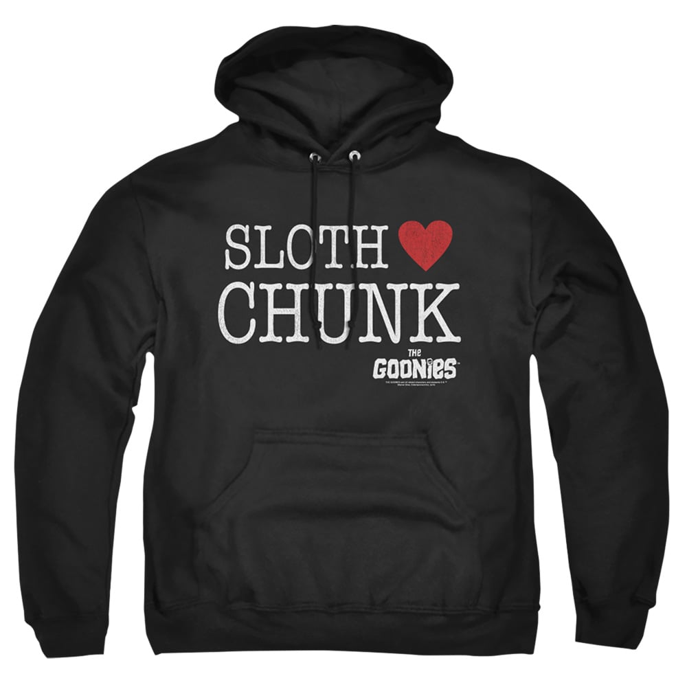 The Goonies & Sloth Heart Chunk-Adult Pull-Over Hoodie, Black - Medium