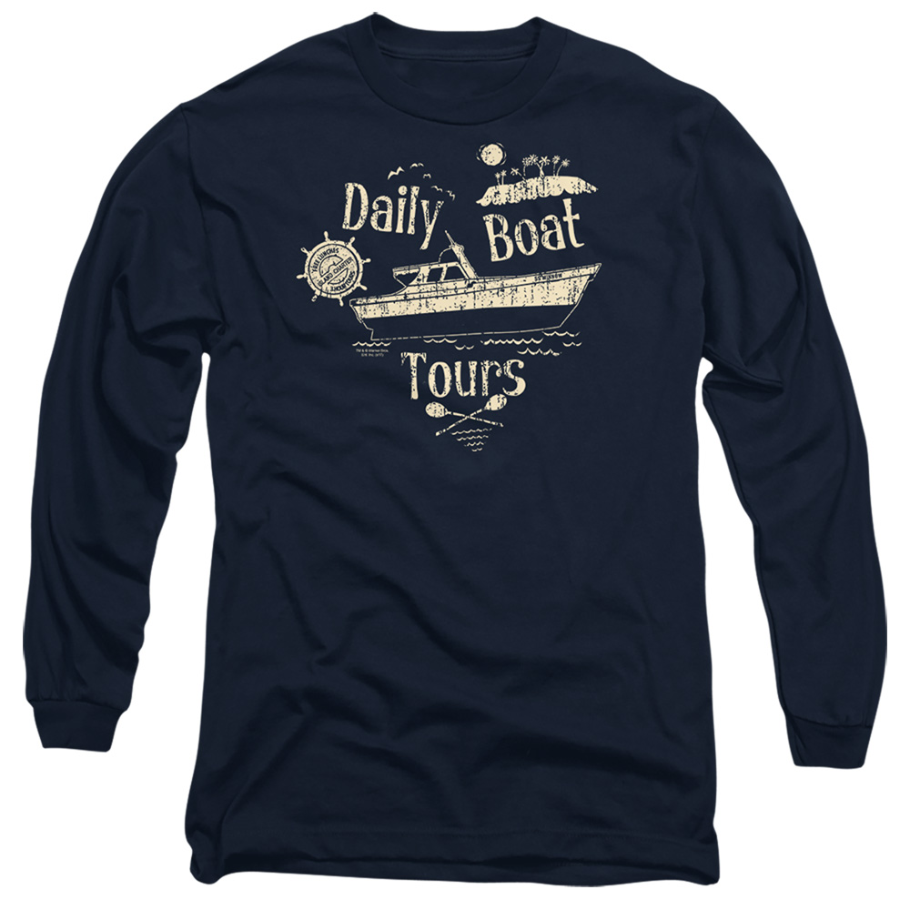 WBT487-AL-5 Gilligans Island & SS Minnow-Long Sleeve Adult 18-1 T-Shirt, Navy - 2X -  Trevco