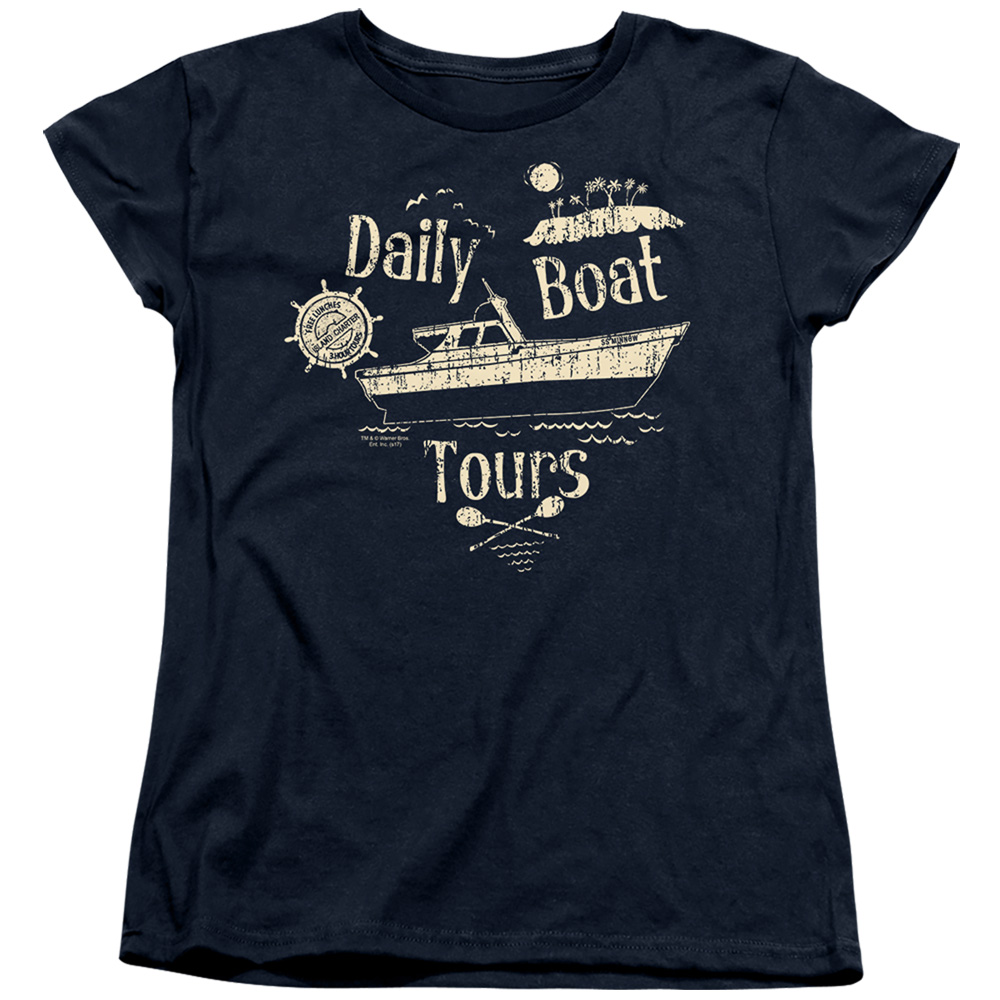 WBT487-WT-2 Gilligans Island & SS Minnow Short Sleeve Women T-Shirt, Navy - Medium -  Trevco