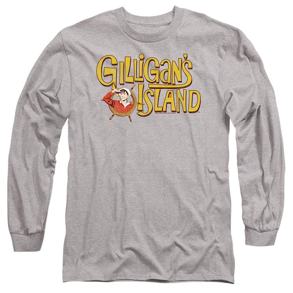 Gilligans Island & Gilligans Logo-Long Sleeve Adult 18-1 T-Shirt, Athletic Heather - Extra Large -  NewGroove, NE3870594