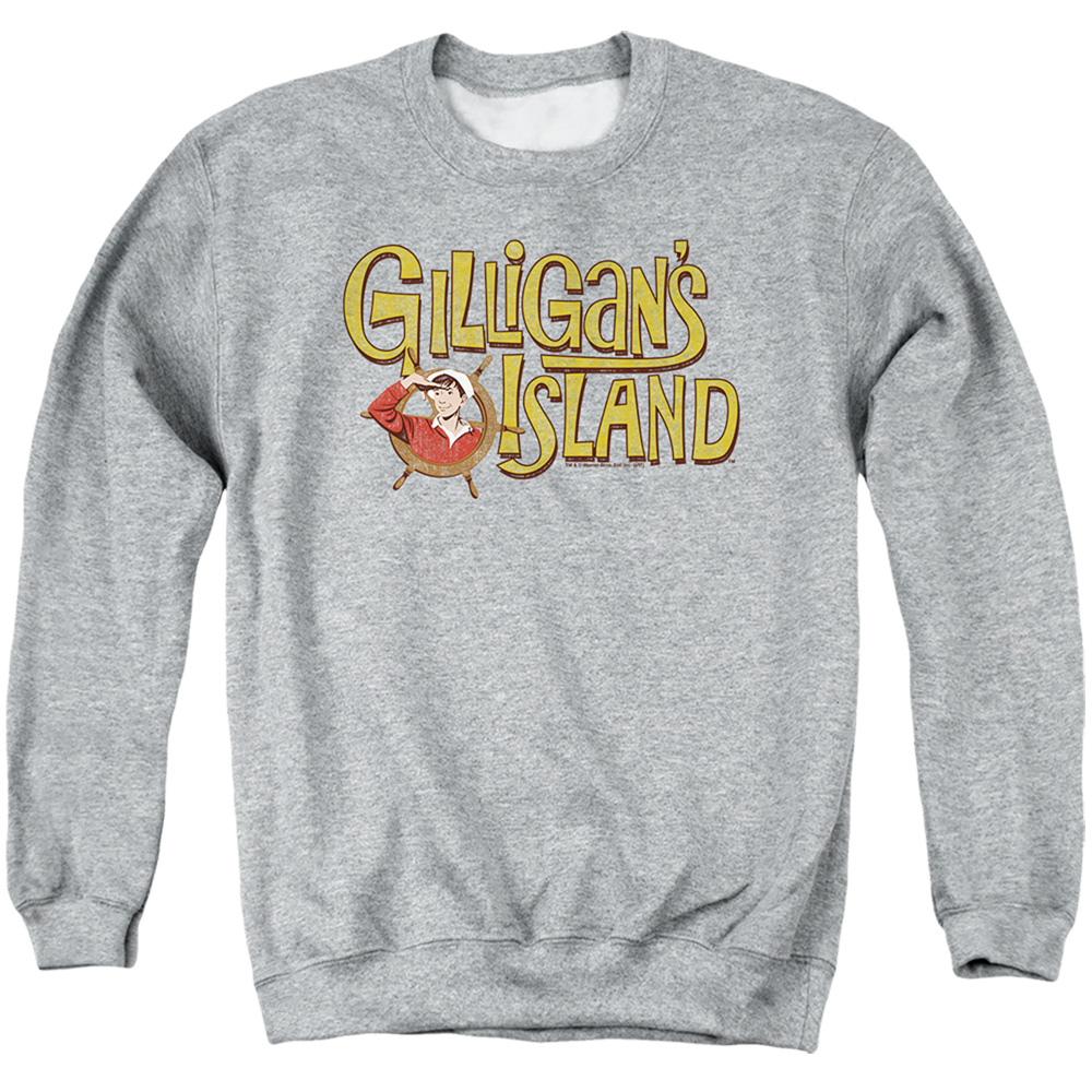 Gilligans Island & Gilligans Logo-Adult Crewneck Sweatshirt, Athletic Heather - Medium -  NewGroove, NE3860597