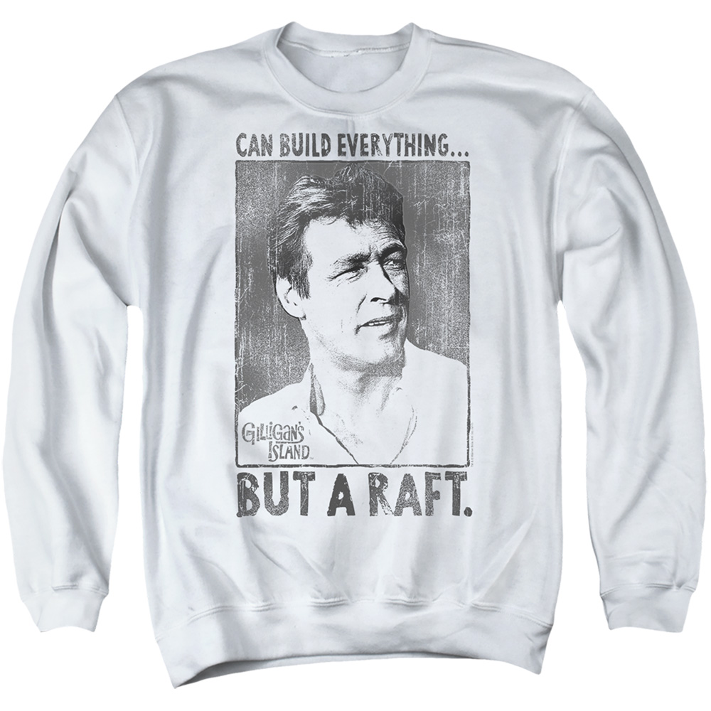 Gilligans Island & Professor-Adult Crewneck Sweatshirt, White - 2X