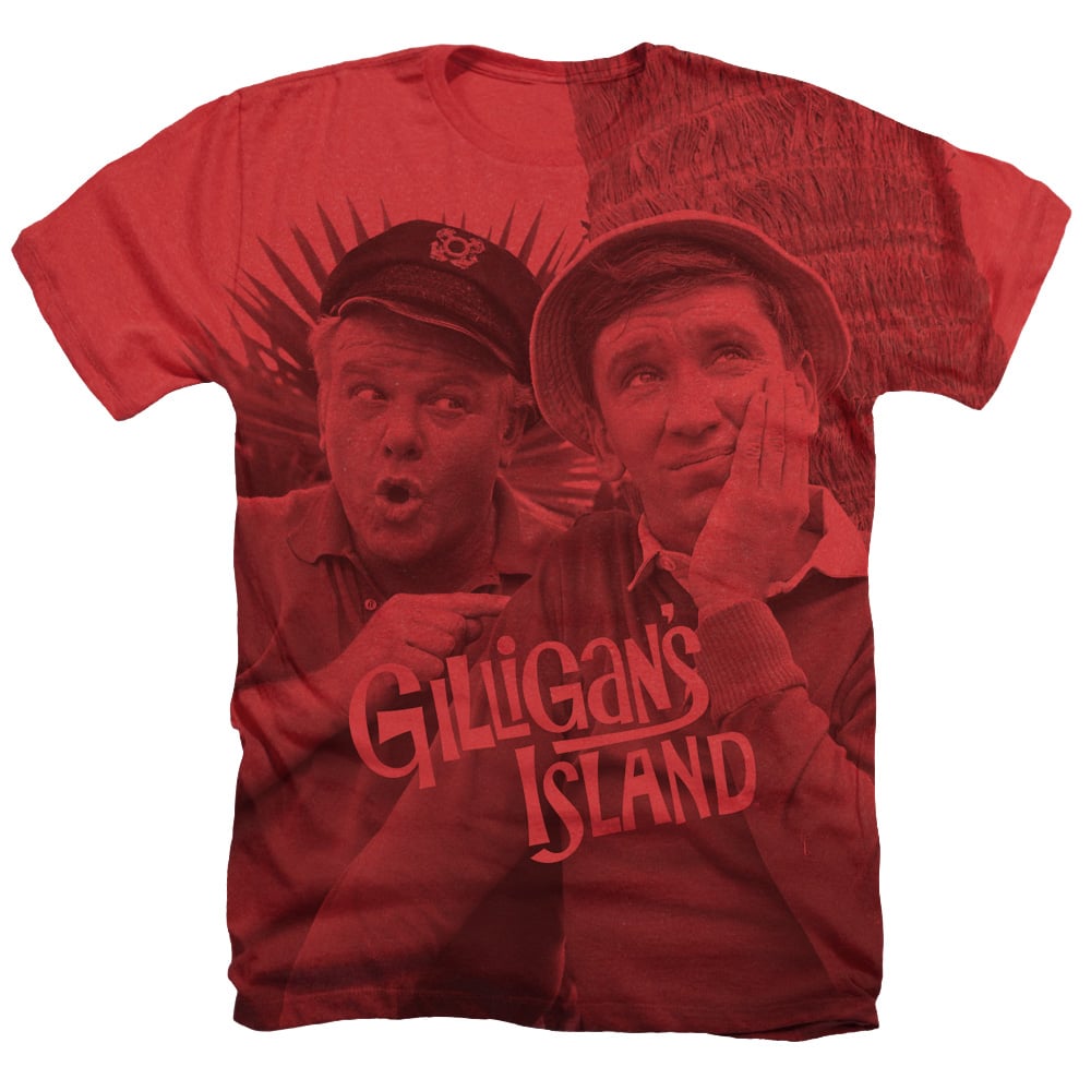 WBT491-HAPC-1 Gilligans Island & Gilligan & The Skipper-Adult Heather T-Shirt, Red - Small -  Trevco