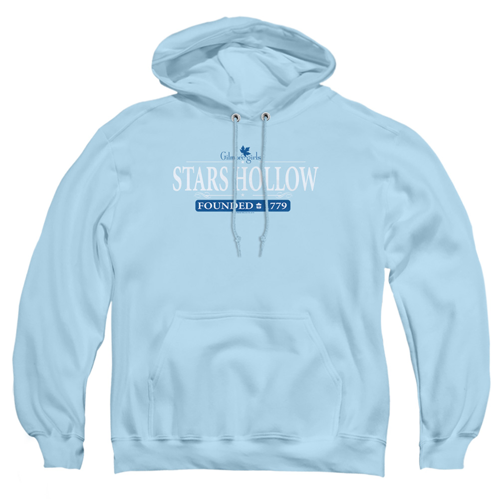 WBT519-AFTH-2 Gilmore Girls & Stars Hollow-Adult Pull-Over Hoodie, Light Blue - Medium