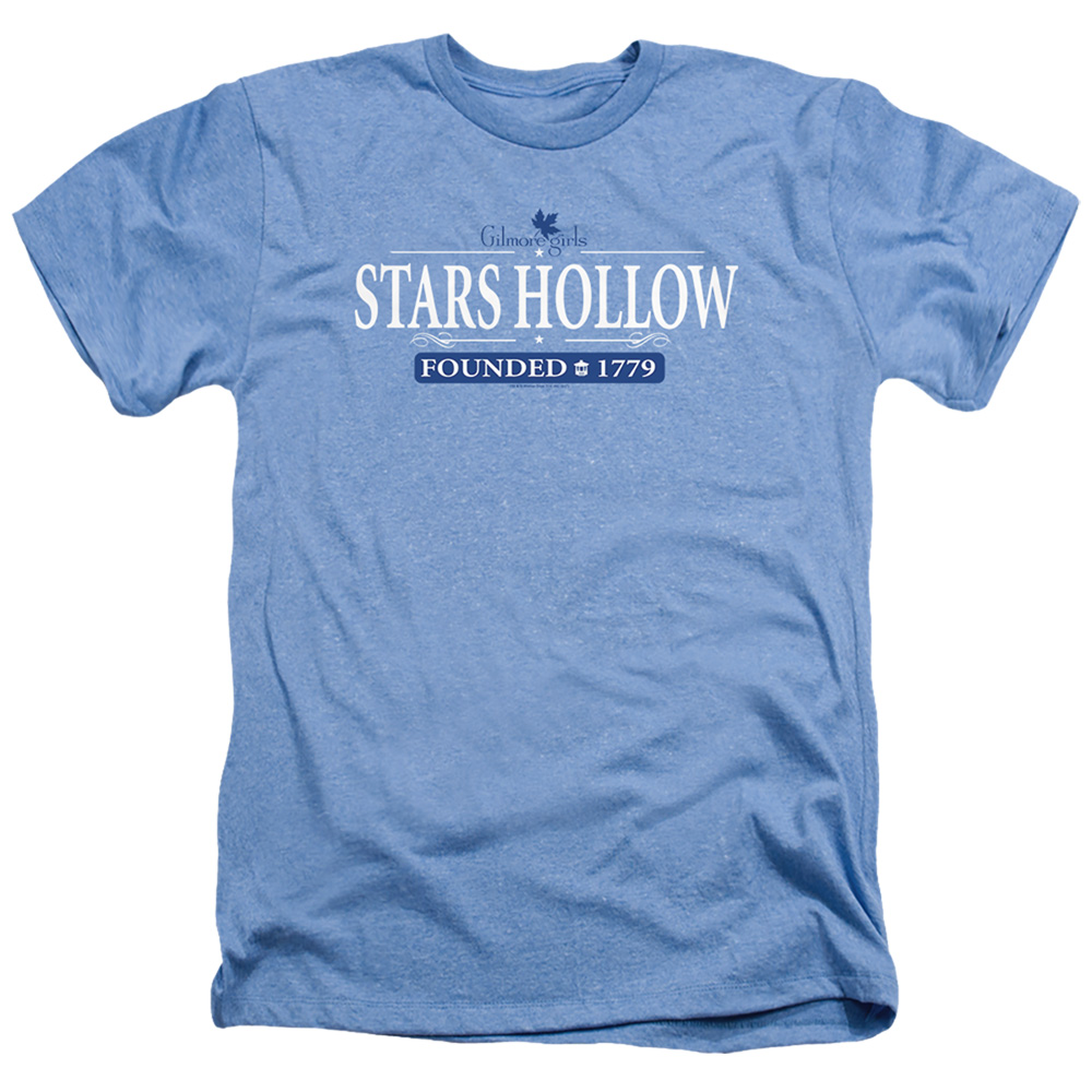 WBT519-HA-2 Gilmore Girls & Stars Hollow-Adult Heather T-Shirt, Light Blue - Medium