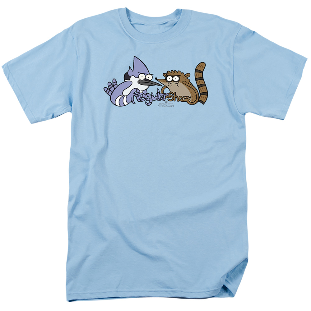 CN165-AT-2 The Regular Show & Tattoo Art Short Sleeve Adult 18-1 T-Shirt, Light Blue - Medium