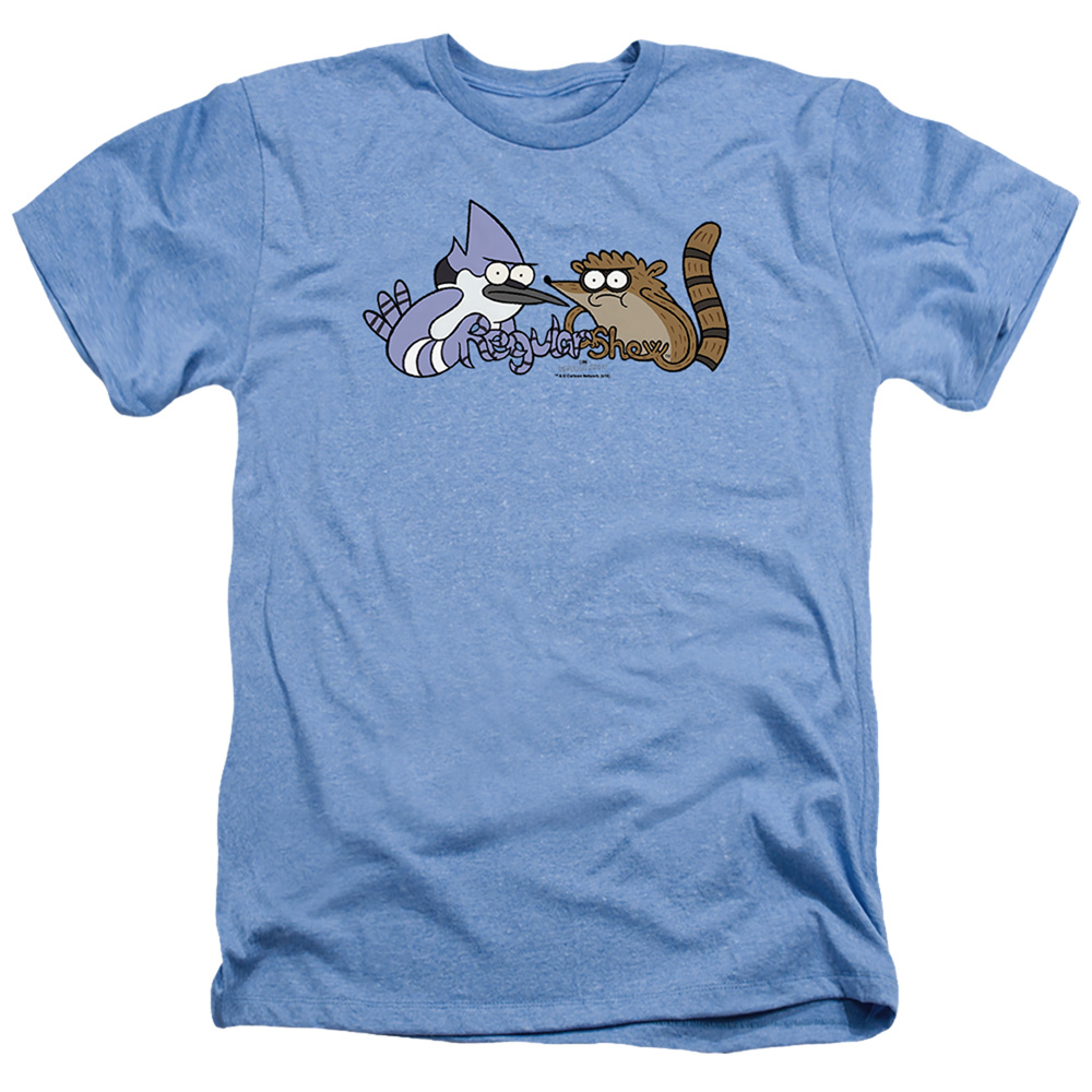 CN165-HA-1 The Regular Show & Tattoo Art-Adult Heather T-Shirt, Light Blue - Small -  Trevco