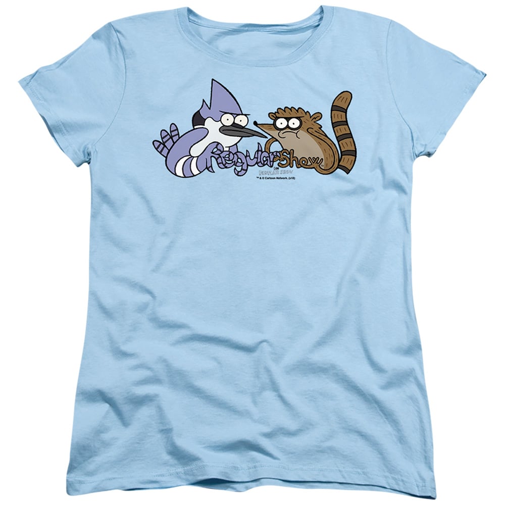 CN165-WT-2 The Regular Show & Tattoo Art Short Sleeve Women T-Shirt, Light Blue - Medium -  Trevco