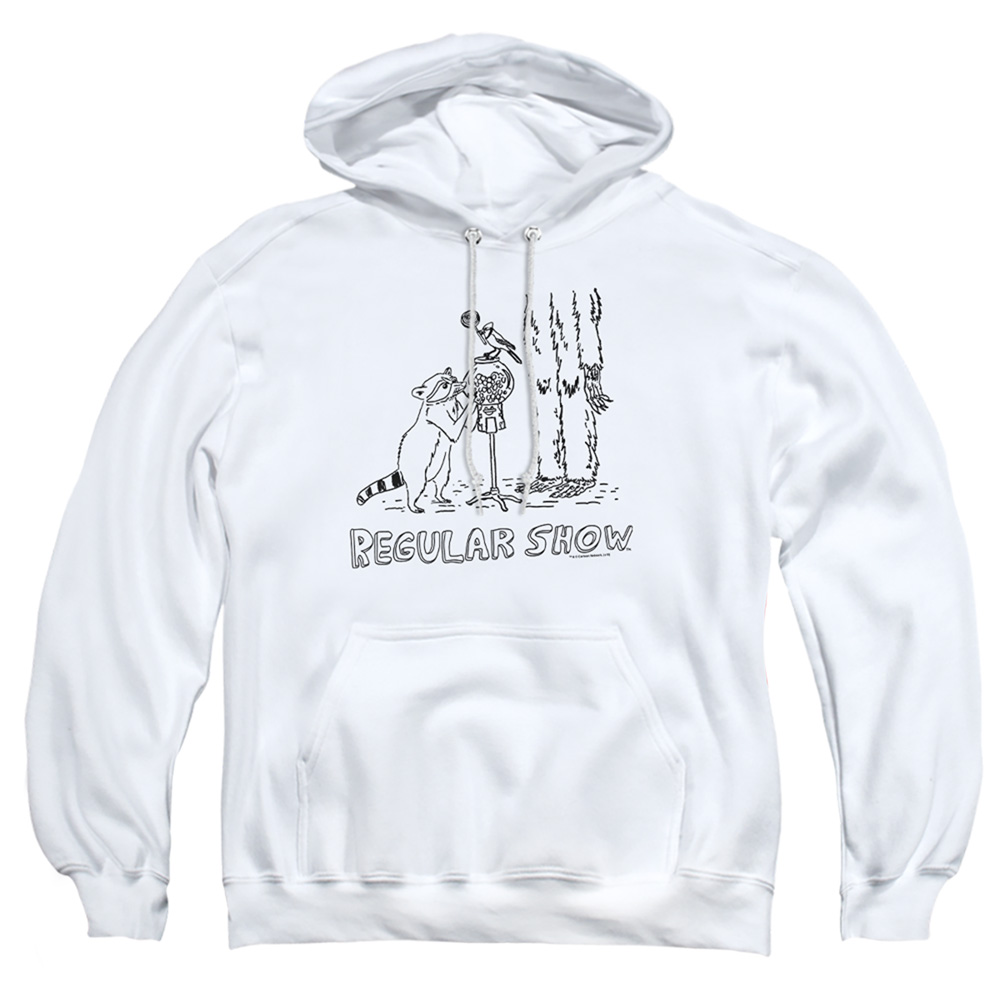 The Regular Show & Tattoo Art-Adult Pull-Over Hoodie, White - Extra Large