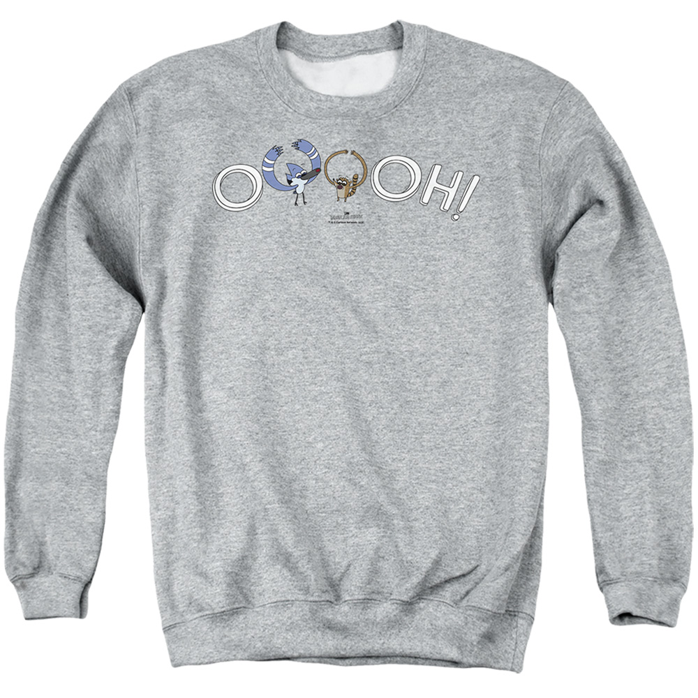 The Regular Show & Ooooh-Adult Crewneck Sweatshirt, Athletic Heather - Medium