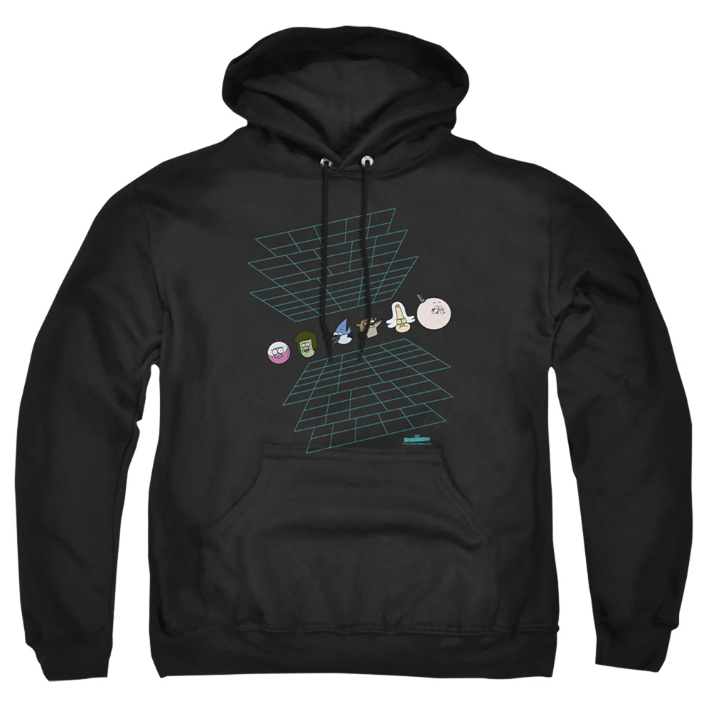 The Regular Show & Regular Grid-Adult Pull-Over Hoodie, Black - Small