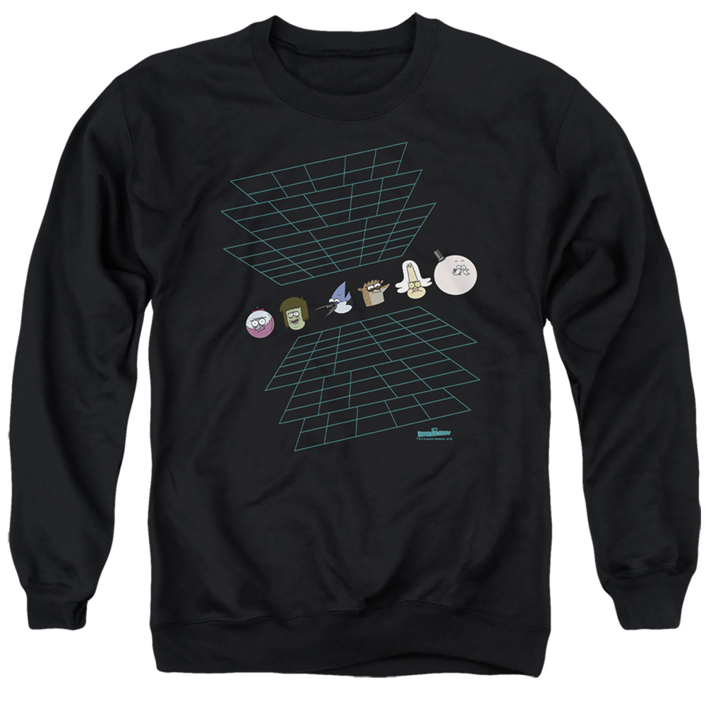 The Regular Show & Regular Grid-Adult Crewneck Sweatshirt, Black - 2X