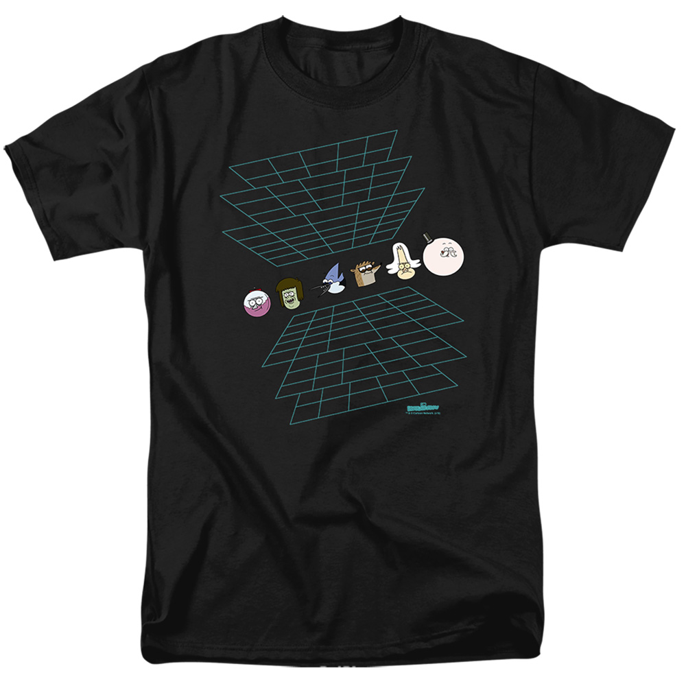 The Regular Show & Regular Grid Short Sleeve Adult 18-1 T-Shirt, Black - Medium