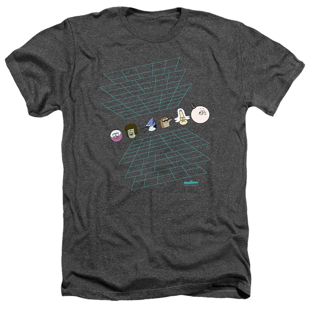The Regular Show & Regular Grid-Adult Heather T-Shirt, Black - 3X