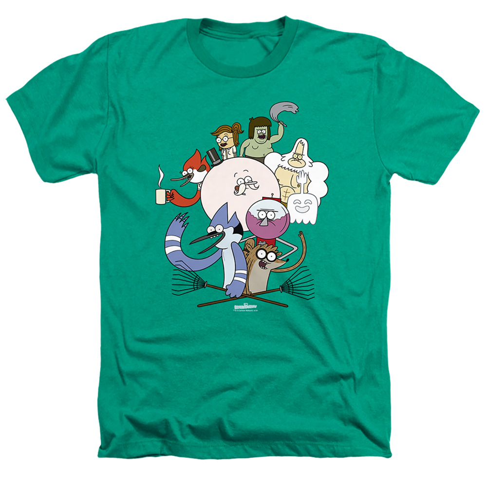 CN187-HA-4 Regular Show & Regular Cast-Adult Heather T-Shirt, Kelly Green - Extra Large -  Trevco