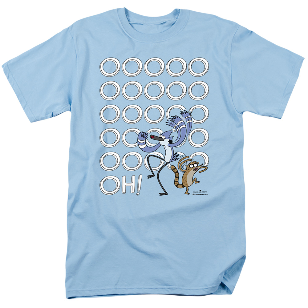 CN194-AT-2 The Regular Show & OOOOOH Short Sleeve Adult 18-1 T-Shirt, Light Blue - Medium