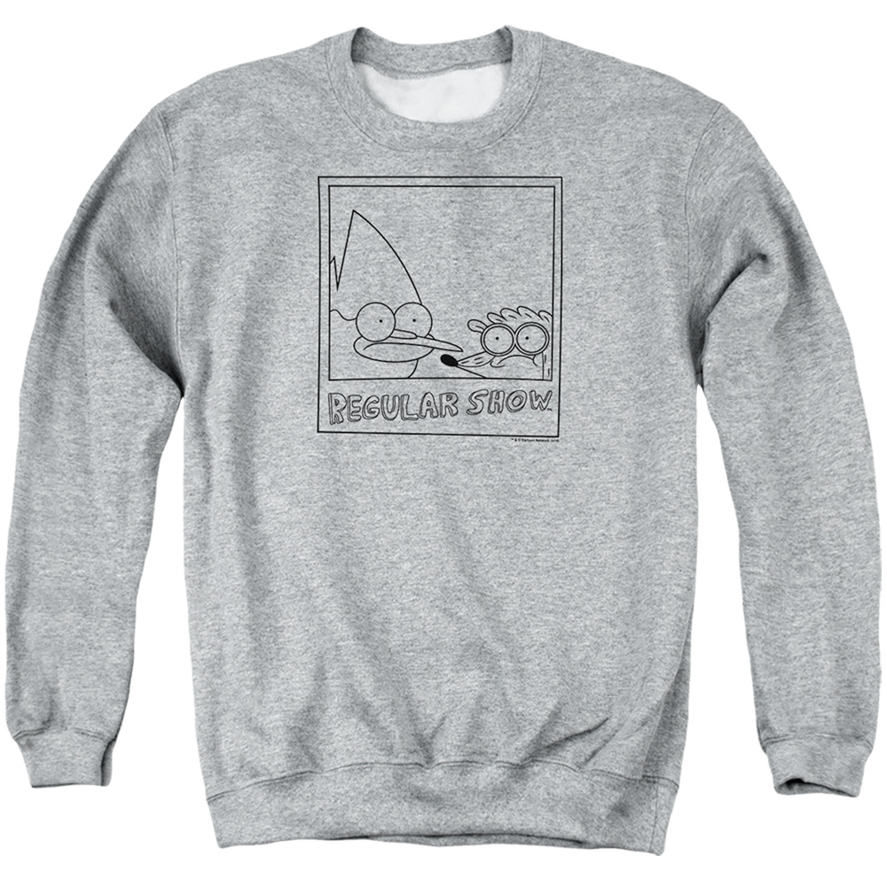 Regular Show & Poloroid-Adult Crewneck Sweatshirt, Athletic Heather - Medium