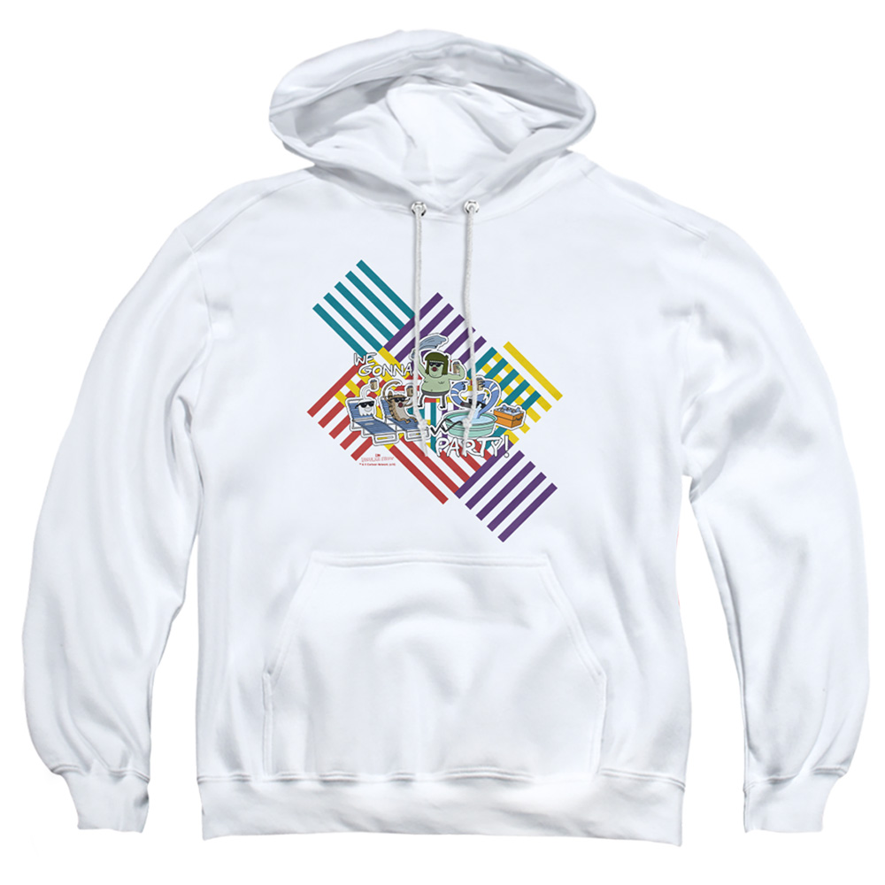 Regular Show & We Gonna Party-Adult Pull-Over Hoodie, White - Medium