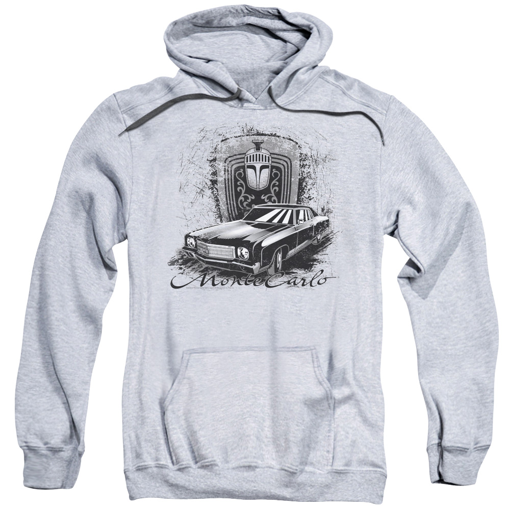 Chevrolet & Monte Carlo Drawing-Adult Pull-Over Hoodie, Athletic Heather - Small