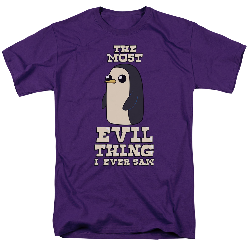 Adventure Time & Evil Thing-Short Sleeve Adult 18-1 T-Shirt, Purple - Small