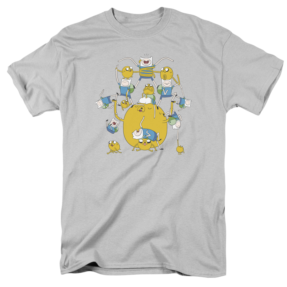 Adventure Time & Finn & Jake Group T-Shirt, Silver - Small