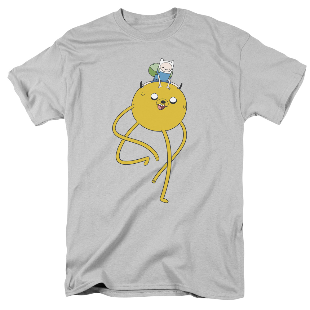 Adventure Time & Jake Ride T-Shirt, Silver - Medium