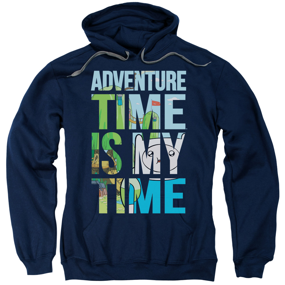 Adventure Time & My Time-Adult Pull-Over Hoodie, Navy - Large