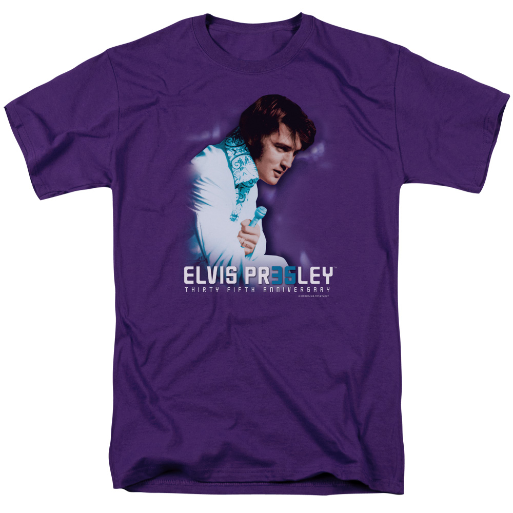 Elvis Presley & 35th Anniversary 2 Short Sleeve Adult 18-1 T-Shirt, Purple - 3X